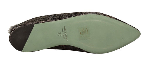 Gold Jacquard Leather Embellished Slip On Shoes Paola D'Arcano