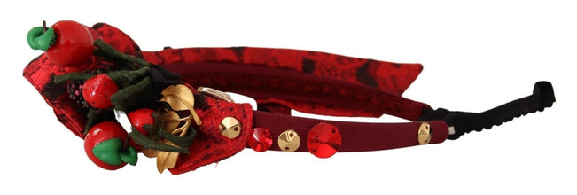 Red Tiara Berry Fruit Crystal Bow Hair Diadem Headband Dolce & Gabbana