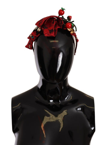 Red Tiara Berry Fruit Crystal Bow Hair Diadem Headband Dolce & Gabbana