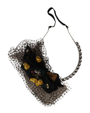 Silver Tiara Crystals Fruits Black Mesh Diadem Headband Dolce & Gabbana