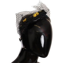 Silver Tiara Crystals Fruits Black Mesh Diadem Headband Dolce & Gabbana