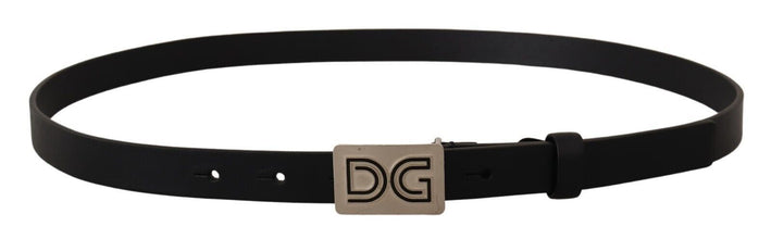 Black Leather Silver DG Logo Buckle Belt Dolce & Gabbana