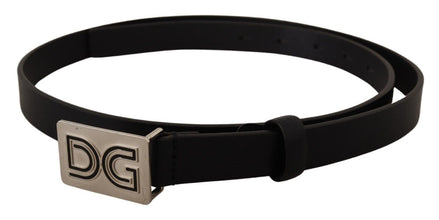 Black Leather Silver DG Logo Buckle Belt Dolce & Gabbana