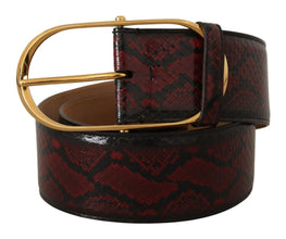 Red Exotic Leather Gold Oval Buckle Belt Dolce & Gabbana