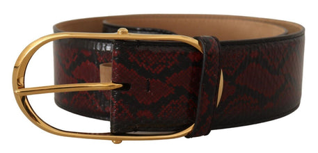 Red Exotic Leather Gold Oval Buckle Belt Dolce & Gabbana