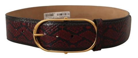 Red Exotic Leather Gold Oval Buckle Belt Dolce & Gabbana