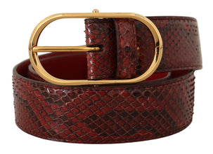 Red Exotic Leather Gold Oval Buckle Belt Dolce & Gabbana