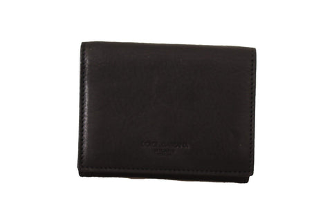 Black Leather Trifold Purse Belt Multi Kit Wallet Dolce & Gabbana
