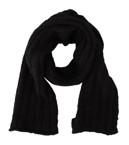 Black Virgin Wool Knitted Unisex Warmer Shawl Scarf Dolce & Gabbana