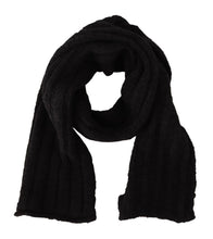 Black Virgin Wool Knitted Unisex Warmer Shawl Scarf Dolce & Gabbana