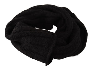 Black Virgin Wool Knitted Unisex Warmer Shawl Scarf Dolce & Gabbana