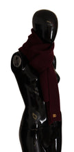 Dark Red Cashmere Logo Wrap Shawl Knitted Scarf Dolce & Gabbana