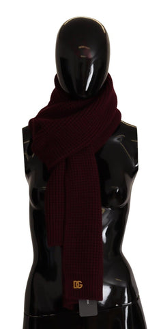Dark Red Cashmere Logo Wrap Shawl Knitted Scarf Dolce & Gabbana