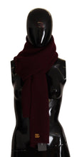 Dark Red Cashmere Logo Wrap Shawl Knitted Scarf Dolce & Gabbana
