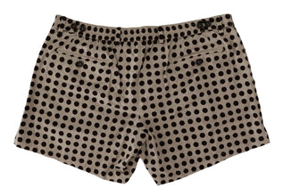 Black White Polka Dots Cotton Linen Shorts Dolce & Gabbana