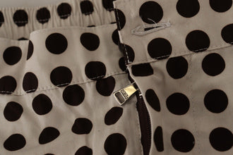 Black White Polka Dots Cotton Linen Shorts Dolce & Gabbana