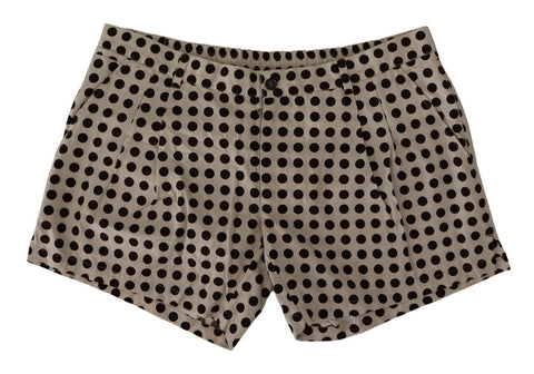 Black White Polka Dots Cotton Linen Shorts Dolce & Gabbana