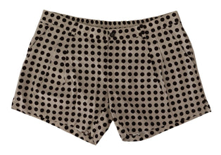Black White Polka Dots Cotton Linen Shorts Dolce & Gabbana