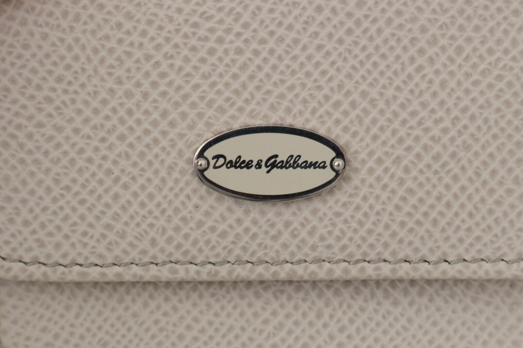 Dolce & Gabbana White Dauphine Leather Holder Pocket Wallet Condom Case