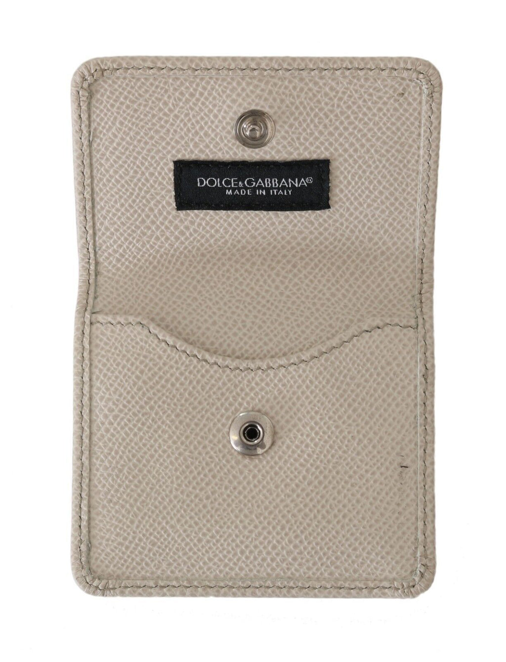 Dolce & Gabbana White Dauphine Leather Holder Pocket Wallet Condom Case