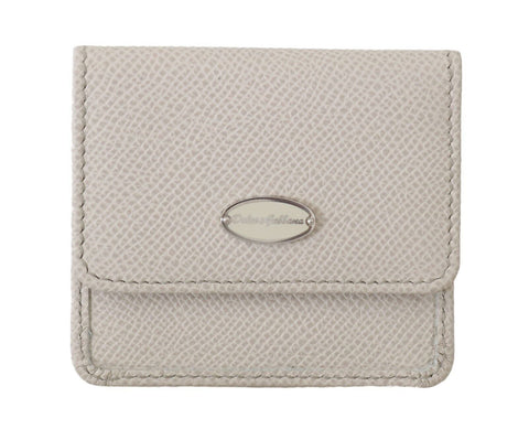 White Dauphine Leather Holder Pocket Wallet Condom Case Dolce & Gabbana