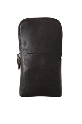 Black Leather Purse Double Belt Strap Multi Kit Wallet Dolce & Gabbana