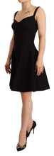 Black Fit Flare Wool Stretch Sheath Dress Dolce & Gabbana