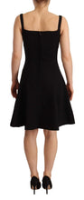 Black Fit Flare Wool Stretch Sheath Dress Dolce & Gabbana