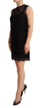 Black Floral Lace Sheath Sleeveless Mini Dress Dolce & Gabbana