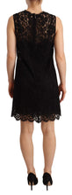 Black Floral Lace Sheath Sleeveless Mini Dress Dolce & Gabbana