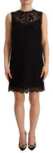 Black Floral Lace Sheath Sleeveless Mini Dress Dolce & Gabbana