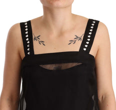 Black Silk Stretch Crystal Sheath Mini Dress Dolce & Gabbana