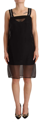 Black Silk Stretch Crystal Sheath Mini Dress Dolce & Gabbana