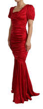 Red Silk Stretch Sheath Mermaid Gown Dress Dolce & Gabbana
