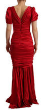 Red Silk Stretch Sheath Mermaid Gown Dress Dolce & Gabbana