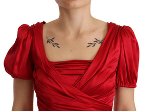 Red Silk Stretch Sheath Mermaid Gown Dress Dolce & Gabbana
