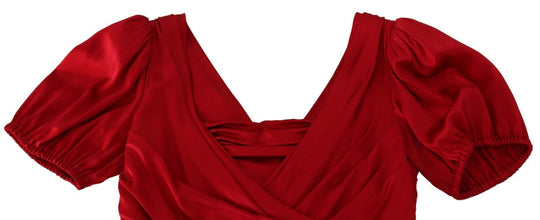 Red Silk Stretch Sheath Mermaid Gown Dress Dolce & Gabbana