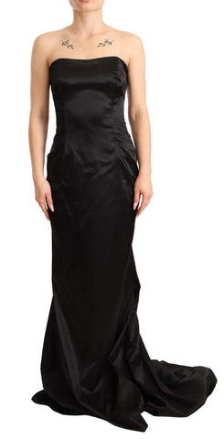 Black Silk Stretch Sheath Mermaid Gown Dress Dolce & Gabbana