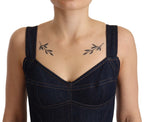 Dark Blue Cotton Denim Sheath Midi Dress Dolce & Gabbana