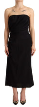 Black Silk Stretch Strapless Sheath Midi Dress Dolce & Gabbana