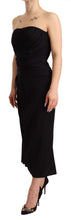 Black Silk Stretch Strapless Sheath Midi Dress Dolce & Gabbana