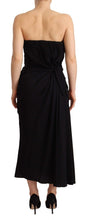 Black Silk Stretch Strapless Sheath Midi Dress Dolce & Gabbana