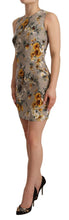 Gray Silk Stretch Floral Sheath Mini Dress Dolce & Gabbana