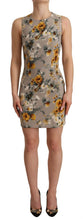 Gray Silk Stretch Floral Sheath Mini Dress Dolce & Gabbana