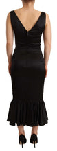 Black Silk Stretch Sheath Mermaid Midi Dress Dolce & Gabbana