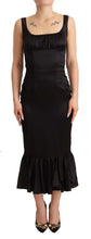 Black Silk Stretch Sheath Mermaid Midi Dress Dolce & Gabbana