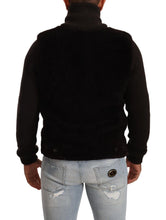 Black Leather Mens Turtle Neck Coat Jacket Dolce & Gabbana