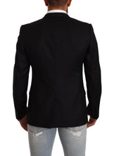 Black Wool Single Breasted Suit GOLD Jacket Dolce & Gabbana