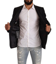 Black Wool Single Breasted Suit GOLD Jacket Dolce & Gabbana