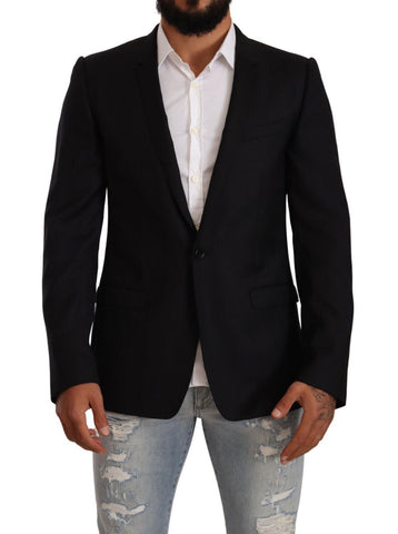 Black Wool Single Breasted Suit GOLD Jacket Dolce & Gabbana
